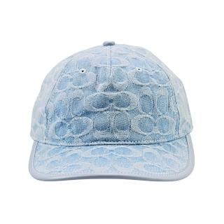【COACH】C Logo純棉棒球帽鴨舌帽(水洗丹寧藍)