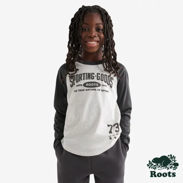 【Roots】Roots 大童-SPORTING GOODS 99 長袖上衣(白麻灰)