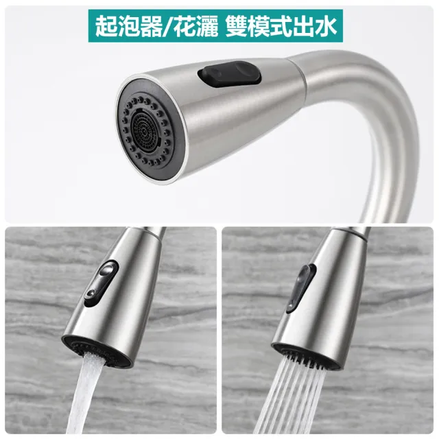 【LEZUN 樂尊】可旋轉可抽拉伸縮式廚房水龍頭——標准款(304不鏽鋼/水龍頭/廚房水龍頭/冷熱水龍頭)