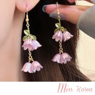 【MISS KOREA】無耳洞耳環 耳夾 夾式耳環 花朵耳環/韓國設計浪漫森林系氣質玲蘭花朵造型夾式耳環(3色任選)