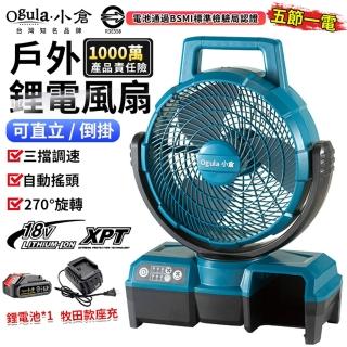 【Ogula 小倉】鋰電風扇 牧田款工業戶外 12寸多功能便捷落地扇-五節一電(定時/無極變速/強力迴圈/三檔調速)