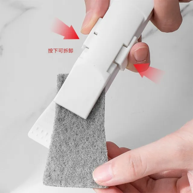 【Dagebeno荷生活】雙功能可拆卸刷頭菜瓜布清潔刷 尾部掛孔可瀝水貼合縫隙清潔刷-替換刷頭2組(不含清潔刷)