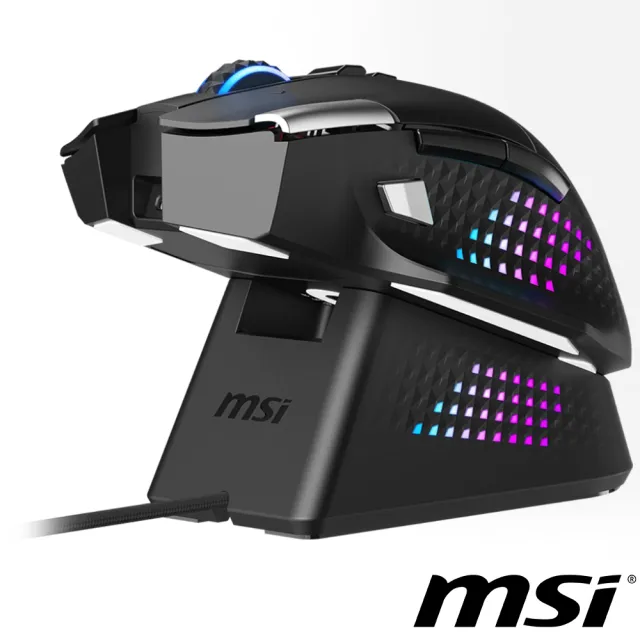 【MSI 微星】VERSA PRO WIRELESS 旗艦三模電競滑鼠(MOUSE DOCK PRO 充電底座組)
