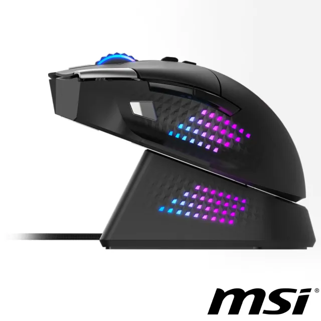 【MSI 微星】VERSA PRO WIRELESS 旗艦三模電競滑鼠(MOUSE DOCK PRO 充電底座組)