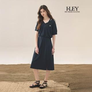【ILEY 伊蕾】兩件式造型休閒長洋裝(深藍；M-XL；1251547301)