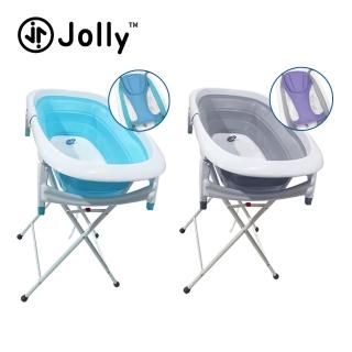 【JOLLY】折疊嬰幼兒浴盆附浴盆架+沐浴網(洗澡 彎腰 立姿)