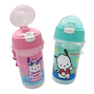 【SANRIO 三麗鷗】帕恰狗彈跳吸管水壺500ml-2件組(綠粉各1)