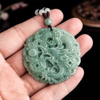 【LEEHER】天然翡翠/龍牌項鍊/生肖龍/冰種玉石項鍊/男女款/招財項鍊/項鍊/玉項鍊/龍項鍊/生肖項鍊/本命年