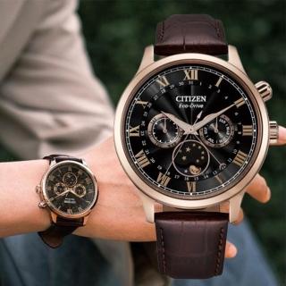 【CITIZEN 星辰】GENTS系列 經典光動能月相盈虧時尚腕錶/咖啡色42mm(AP1059-19E)