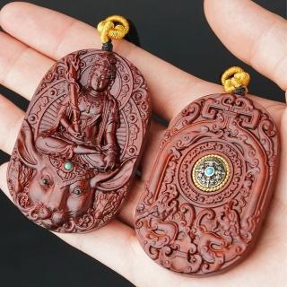 【LEEHER】紫檀木/十二生肖/本命年/天然紫檀/掛墜/保平安/招財納福/木雕/不動明王/佛牌項鍊/項鍊/文殊菩薩