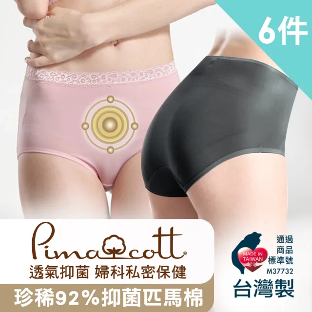【LOHAS 樂活人生】5+1件組-台灣製歐洲皇室御用60針92%PIMA棉高腰抗敏+竹纖天絲棉高腰抗菌內褲(聖誕禮物)