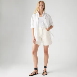 【LEVIS】女款 Baggy中腰膝上寬鬆直筒丹寧牛仔短褲 人氣新品 A9311-0007