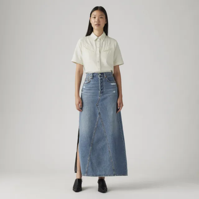 【LEVIS】Levi”s☆女款經典丹寧牛仔拼接長裙 熱賣單品 A8727-0002