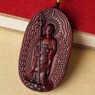 【LEEHER】紫檀木/地藏王菩薩/木雕/掛墜/掛件/本命年/保平安/地藏王/守護神/佛牌項鍊/項鍊/天然/轉運項鍊