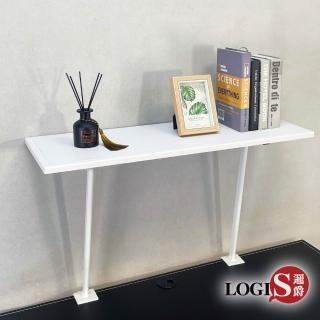 【LOGIS】黑白任選80*30馬鞍皮桌上置物架(免打孔夾式層架)