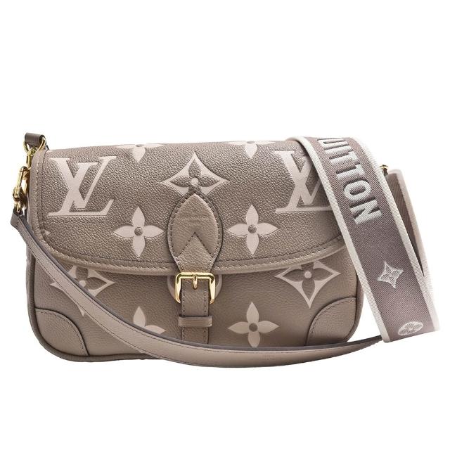 【Louis Vuitton 路易威登】M46583經典Diane系列Empreinte牛皮肩/斜背包(米色)