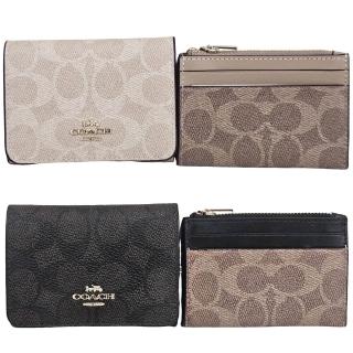 【COACH】緹花LOGO防刮 可拆式二合一三折短夾 附零錢包 老花咖啡/老花卡其(贈原廠紙袋紙盒/母親節送禮)