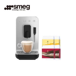 【SMEG】義大利全自動義式咖啡機BCC12款-耀巖黑(BCC12BLM)+精品咖啡豆1磅4包