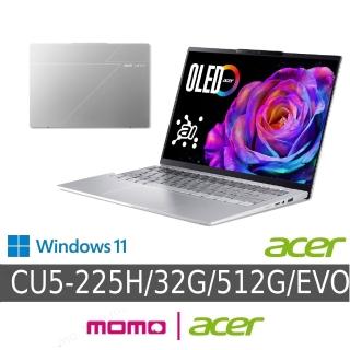 【Acer 宏碁】微軟M365組★14吋Ultra 5輕薄效能觸控AI筆電(Swift Go/EVO/SFG14-74-55TY/Ultra 5-225H/32G/5