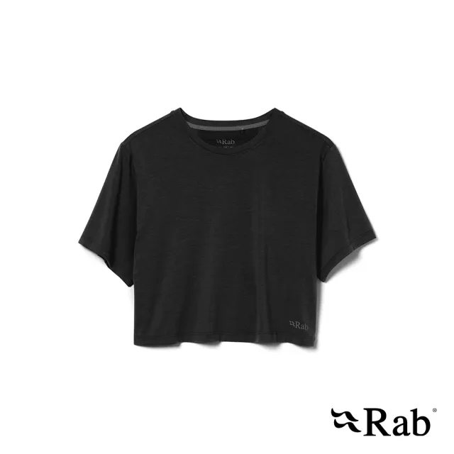 【RAB】Rivelin Crop Tee Wmns 短版短袖透氣排汗 女款 黑色 #QBL77