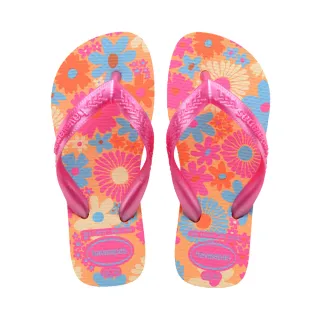 【havaianas 哈瓦仕】拖鞋 童鞋 兒童 夾腳拖 花卉 花朵 漸層 Kids Flores 桃橘 4000052-0027K(哈瓦士)