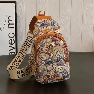 【巴黎精品】現貨秒發 胸背包皮革胸包側背包肩背包帆布包波士頓包隨身女包包(小熊休閒斜背3色a1ev14)
