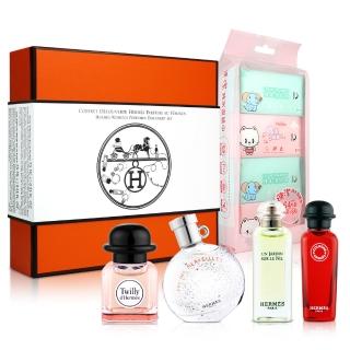 【Hermes 愛馬仕】小香禮盒7.5ml*4入-絲巾+橘彩星光+尼羅河花園+緋紅火參(平行輸入)