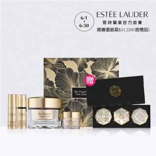 【Estee Lauder 雅詩蘭黛】白金級黑鑽松露奇蹟修護組(塑顏霜50ml+微導金萃+亮眼精萃+松露眼霜各5ml/禮盒)