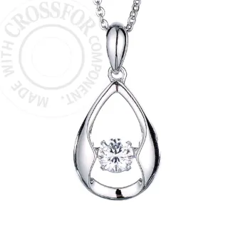 【CROSSFOR】純銀項鍊日本Dancing Stone柔情蜜語 懸浮閃動項鍊 精美盒裝(純銀不過敏 禮物)