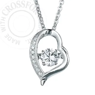 【CROSSFOR】日本Dancing Stone臨摹愛情 懸浮閃動項鍊 精美盒裝(日本進口主鑽/純銀不過敏 送禮禮物)