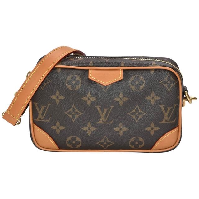 LV LOUIS VUITTON路易威登 M14058 Trocadéro 系列 Monogram 帆布仿舊牛皮飾邊斜背包/相機包