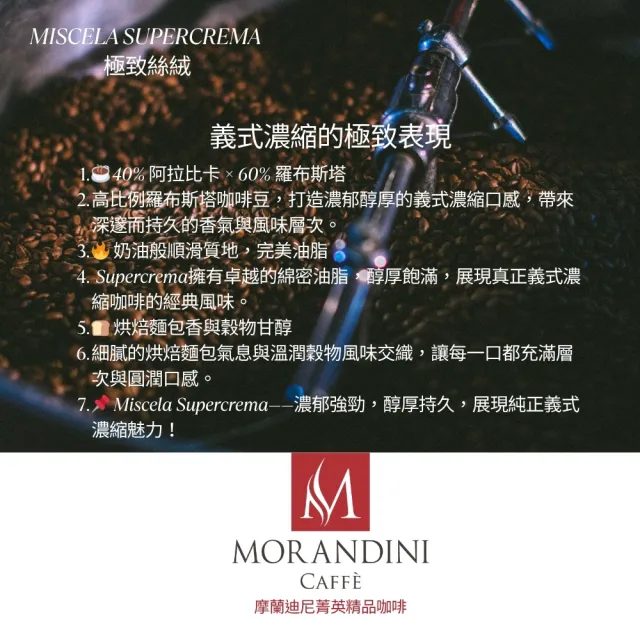 【MORANDINI 摩蘭迪尼菁英精品咖啡】極致絲絨精品咖啡豆1磅(義式濃縮極致表現、頂級精品咖啡的單品代表)