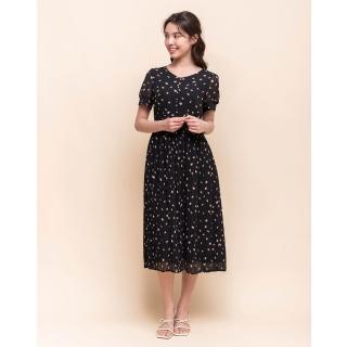【perng yuh 芃諭名品】暗夜光點 印花 褶襬 洋裝(2025 SS Collection｜4A春夏新品上市)