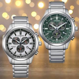 【CITIZEN 星辰】光動能抗敏輕量鈦金屬三眼計時手錶 43mm(AT2530-85A AT2530-85X)