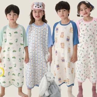 【MANI 瑪尼】兒童童裝夏季純綿紗佈防踢被(夏季短袖睡衣裙 紗布睡袋 透氣防踢被)