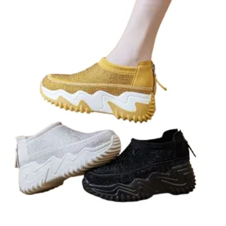 【JP Queen New York】水玉鏤空晶鑽包頭真皮小尺碼厚底透氣休閒鞋(6色可選)