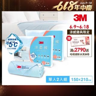 【3M】可水洗涼感涼夏被-星空藍2入組(單人涼被5x7)