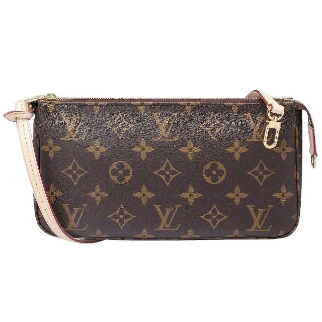 全新 LOUIS VUITTON 路易威登 M40712 經典 Monogram 拉鍊手拿包，採用高質感咖啡色系牛皮與帆布製成，設計簡約大方，適合日常搭配。內附布面內袋，並配有原廠防塵套與品控卡，為歐洲真品平行輸入，產地為法國，尺寸為長23cm、寬4cm、高9cm，提把高度23cm，背帶總長約54cm（不可調整），輕便實用，女性必備的時尚配件。