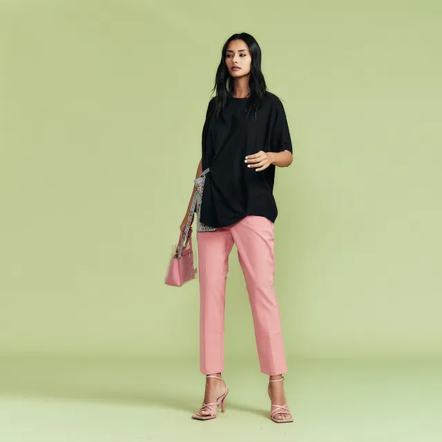 【ICHE 衣哲】Copine法式設計格紋印花拼接五分袖造型上衣