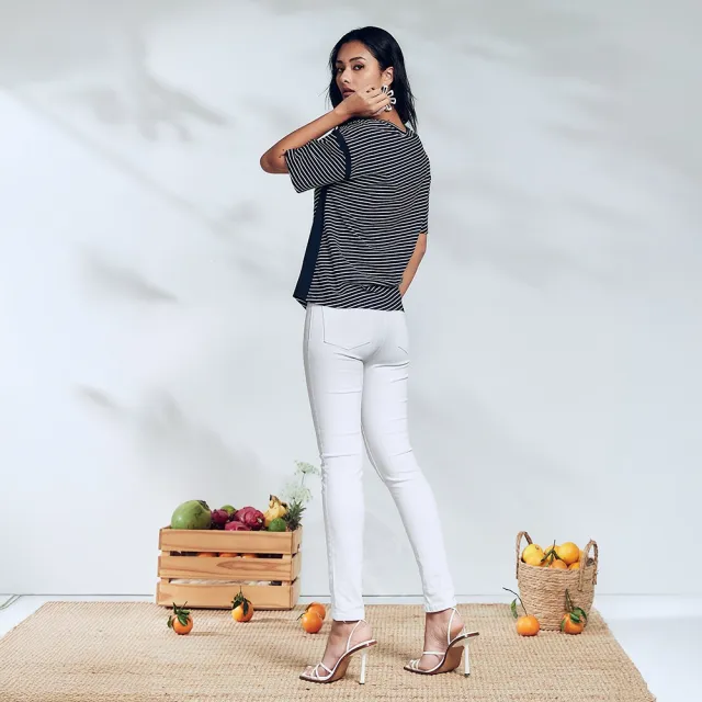 【ICHE 衣哲】Cop.Copine Cop.Copine 法國原裝進口拼接條紋印花刺繡造型上衣