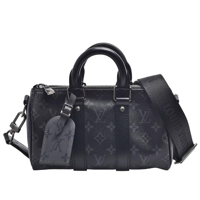 【Louis Vuitton 路易威登】M46271 KEEPALL BANDOULI☆RE 25系列Eclipse帆布拉鍊斜背包【entrupy安心購】