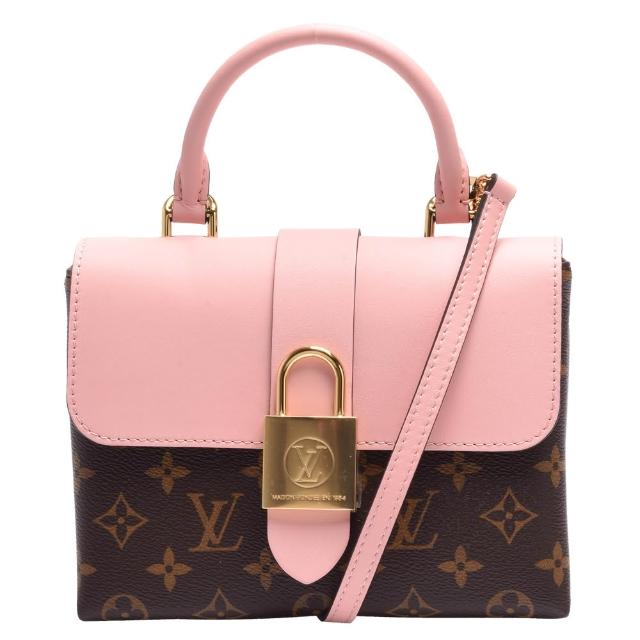 LV LOUIS VUITTON路易威登 M44080 經典 LOCKY BB Monogram 帆布牛皮飾邊磁釦手提/斜背包