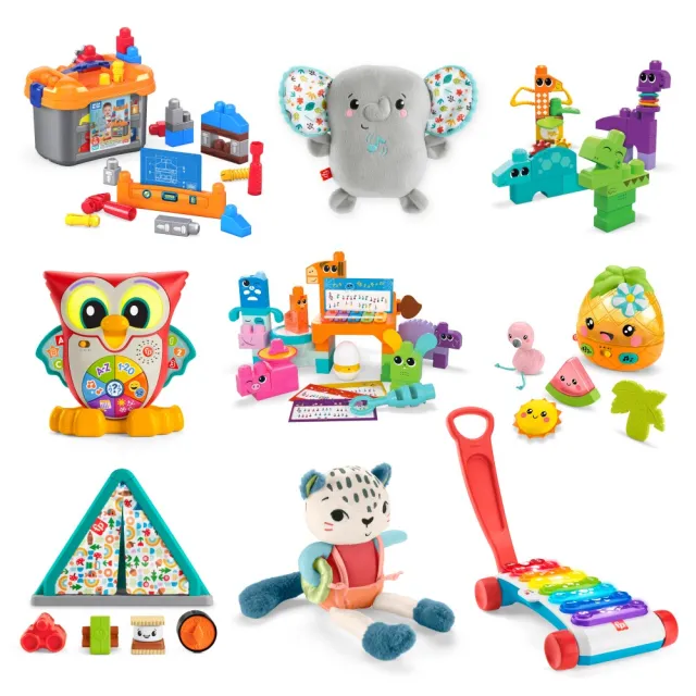 【Fisher price 費雪】經典益智啟蒙玩具超值三件組(匯樂感統玩具/聲光玩具/安撫玩具/寶寶玩具)