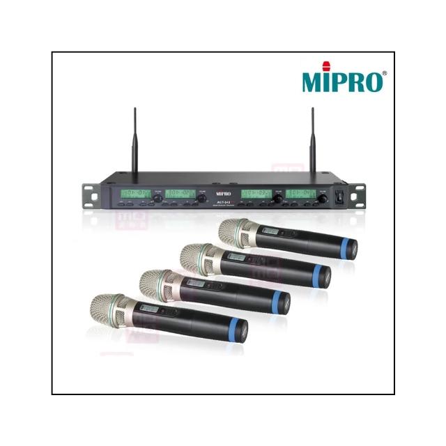 【MIPRO】ACT-343PLUS 配四手握式32H無線麥克風(1U四頻道自動選訊無線麥克風)