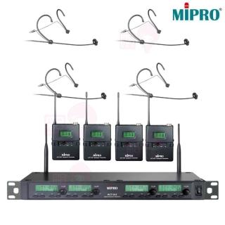 【MIPRO】ACT-343PLUS 配四頭戴式麥克風(1U四頻道自動選訊無線麥克風)