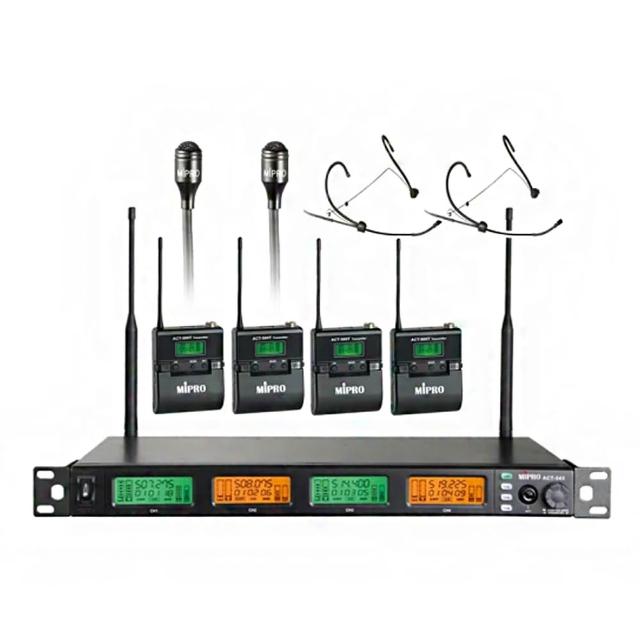 【MIPRO】ACT-545 配2領夾式+2頭戴式麥克風(UHF類比寬頻四頻道無線麥克風)