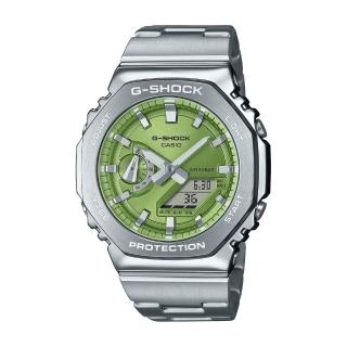 【CASIO 卡西歐】G-SHOCK 經典八角 高質感金屬 絢彩錶盤 萊姆綠 簡約百搭 八角形錶殼 GM-2110D-3A 44.4mm