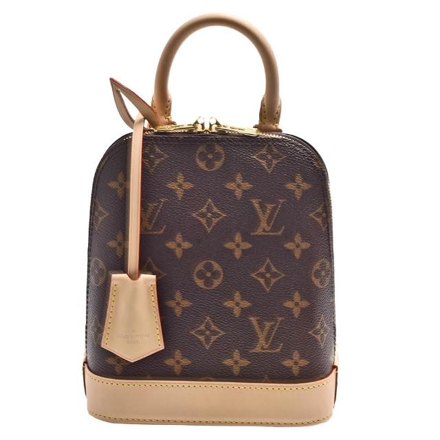 全新 LOUIS VUITTON 路易威登 Alma 系列 M47132 兩用包，採用經典 Monogram 印花帆布與牛皮材質打造，咖啡色系設計優雅時尚。配備原廠防塵套、背帶、鎖頭與鑰匙，尺寸為長17cm x 寬10cm x 高19.5cm，提把高度7cm，背帶全長約80cm，適合手提、斜背與後背使用。內層設有1個內袋，無外部夾層與底珠，不適合放置A4檔案，法國製造，來自歐洲。