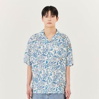 【Mark Gonzales】男女同款 小天使夏威夷花朵短袖襯衫-米白色