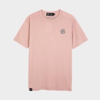 【GFoneone】夏季吸濕排汗短袖彈性簡約logoT-粉色(運動T恤)